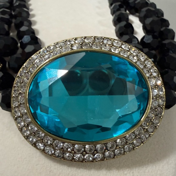 Heidi Daus Necklace Gold Tone Blue Crystal Jeweled - Picture 2 of 4